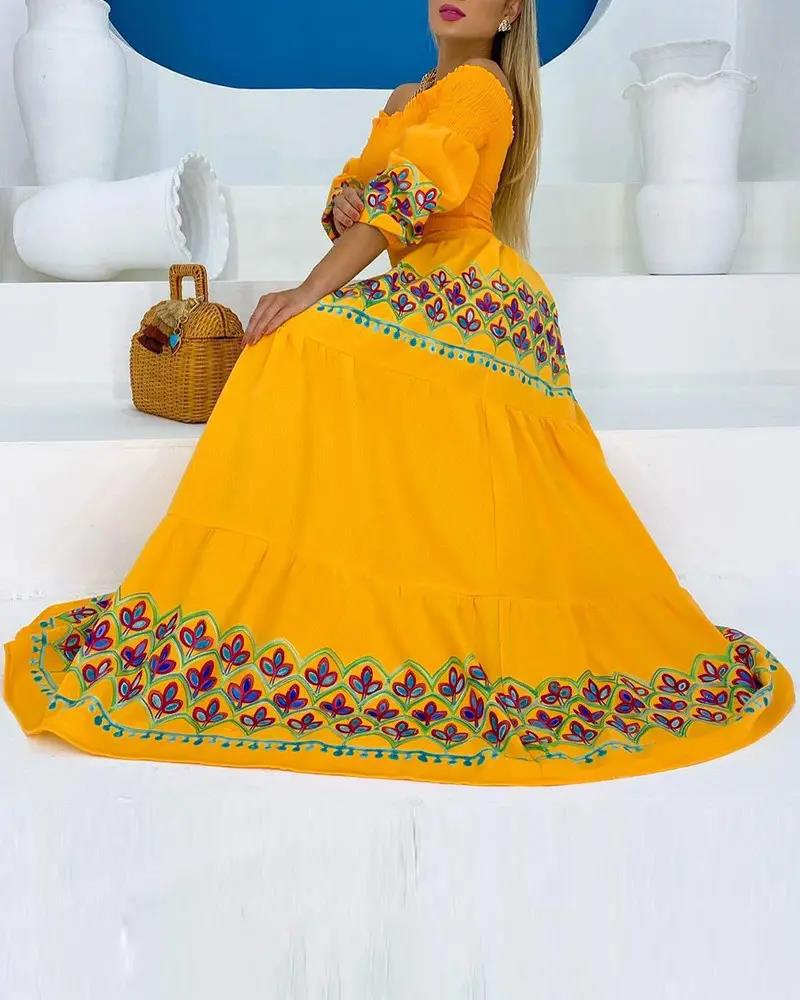 IvyShape | Loose Yellow Flowing Long Dress