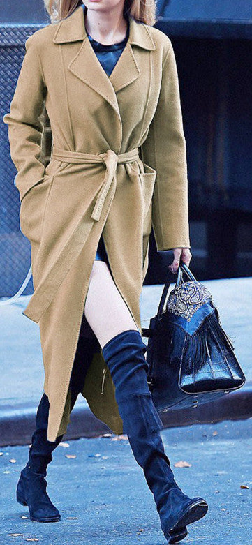 Women elegant transitional coat with belt Ivyshape