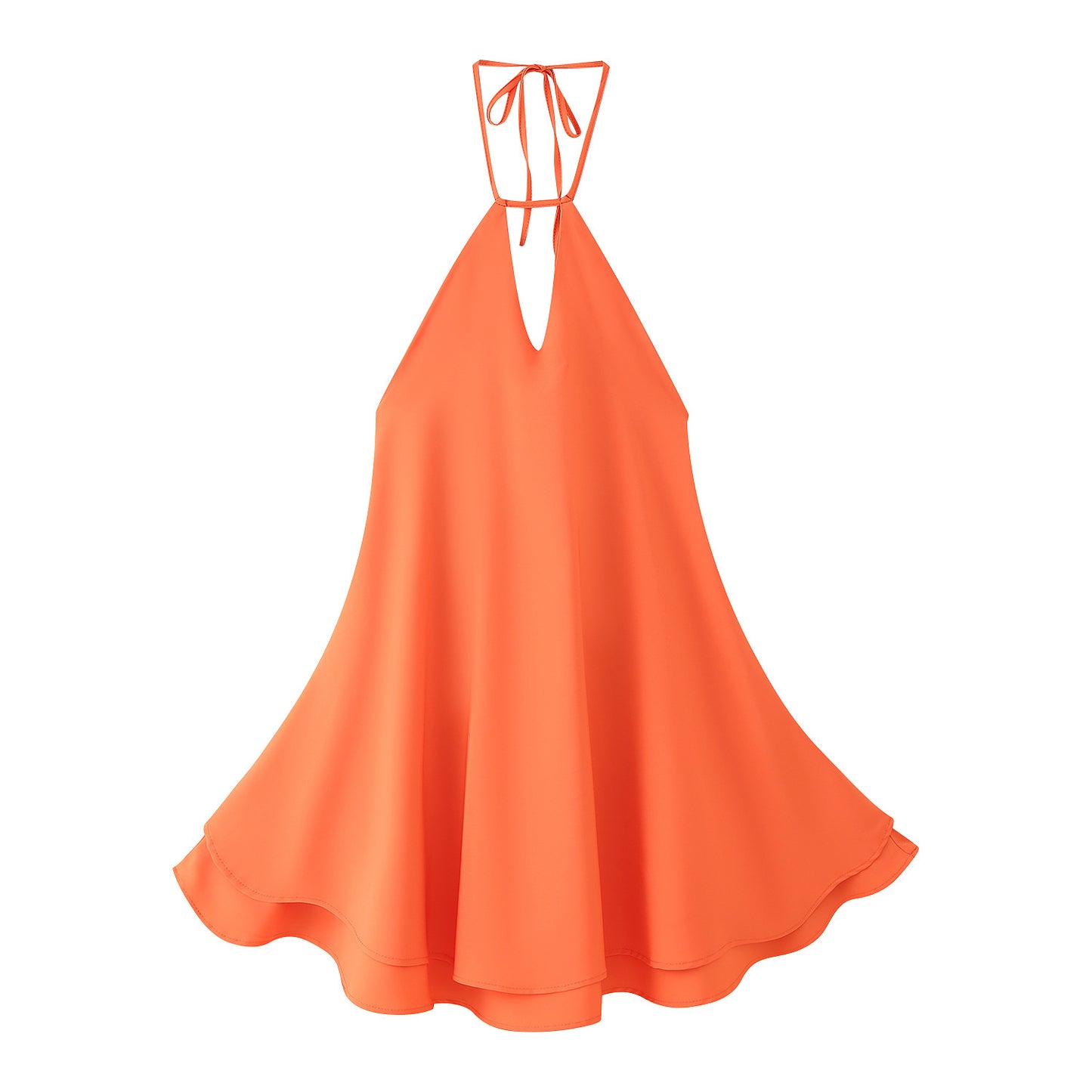 Ladies airy chiffon dress with deep V-neckline and adjustable straps Ivyshape