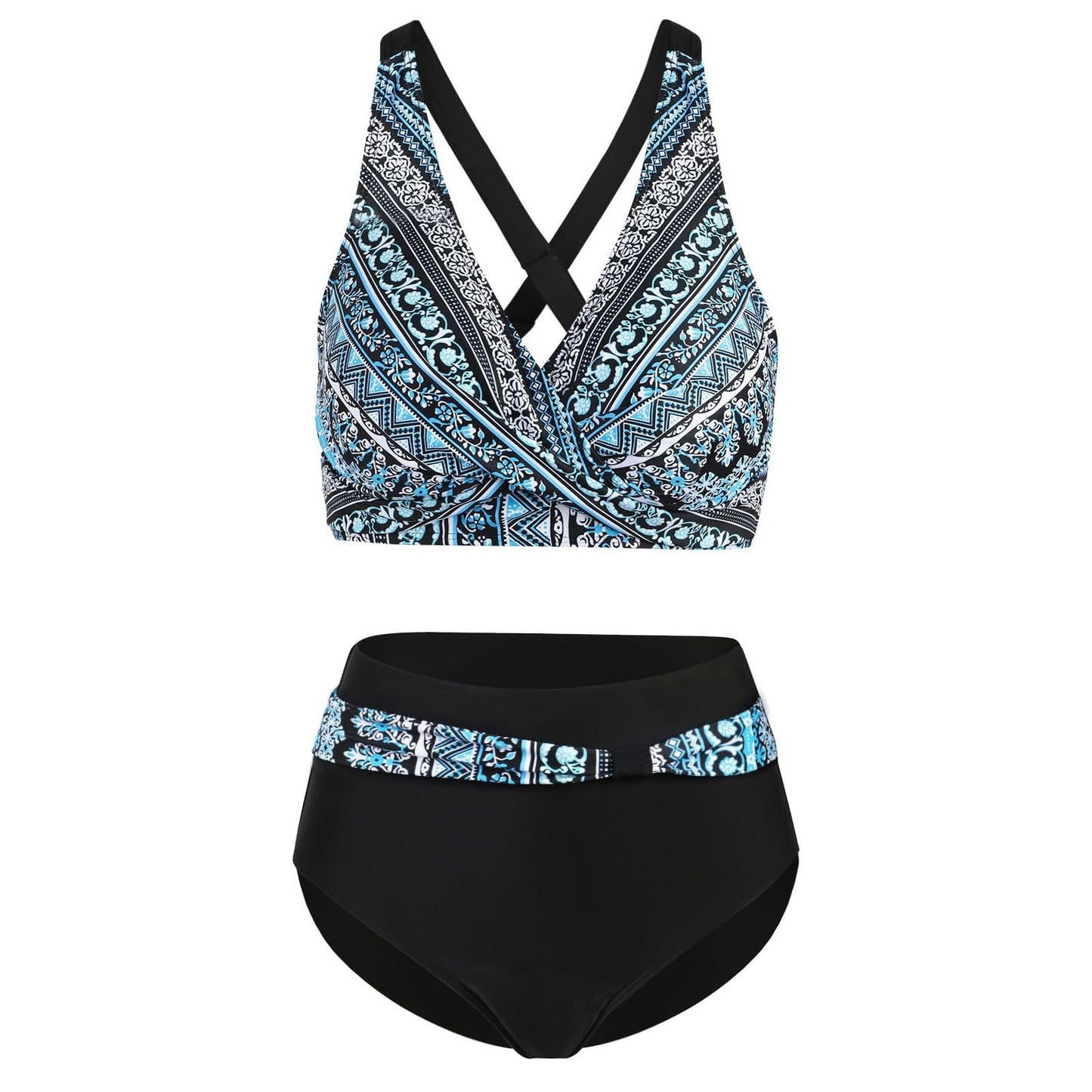 Women High-Waisted Bikini Set with Tied Top and Snug Contours Ivyshape