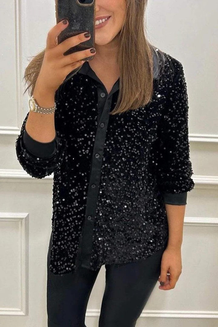 IvyShape | Sequin leisure shirt