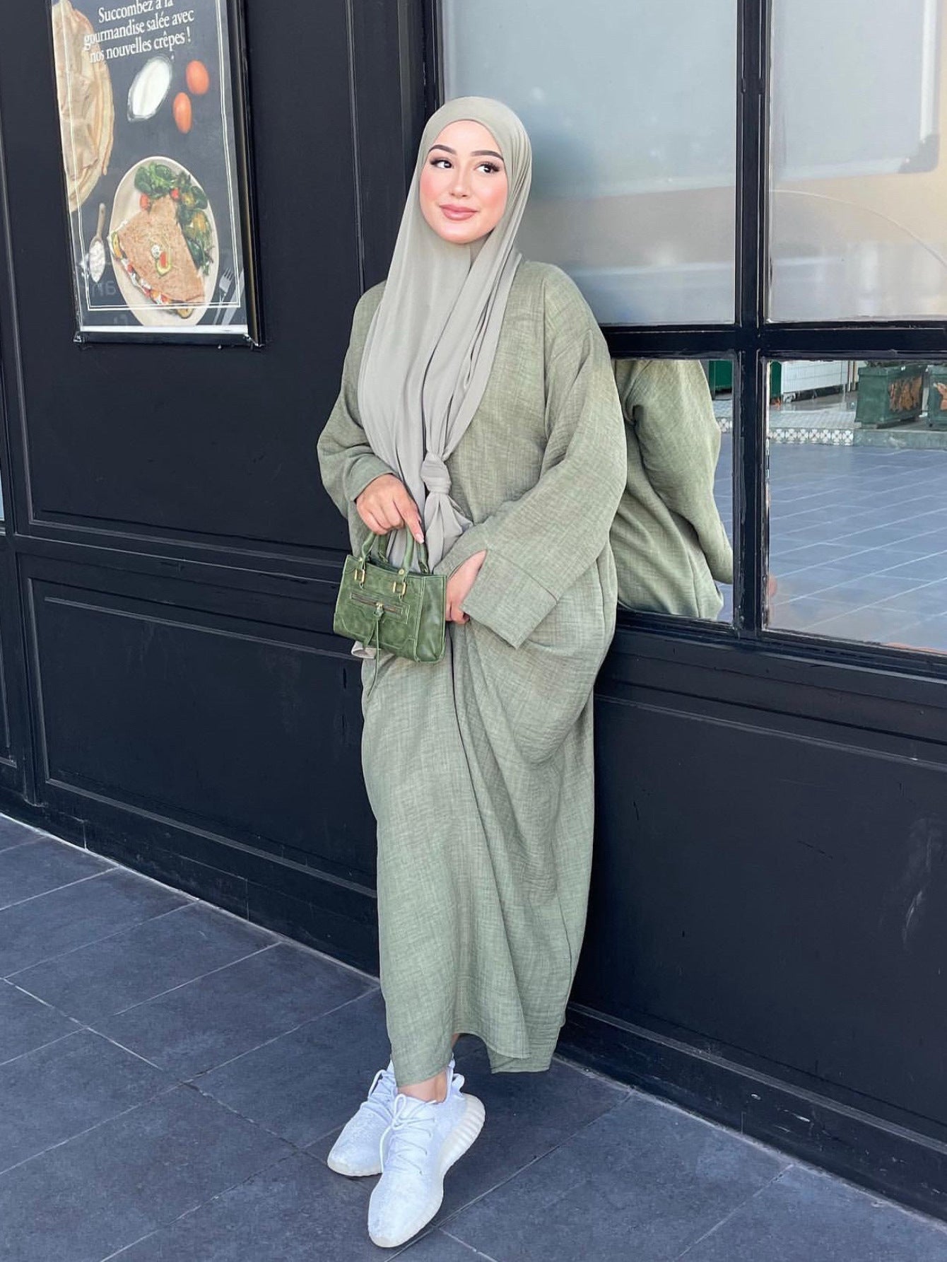 Ladies fashionable kaftan dress with wide cut and elegant sleeves Ivyshape