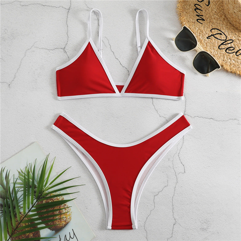 Ladies Triangle Bikini Set with adjustable straps and high cut leg Ivyshape