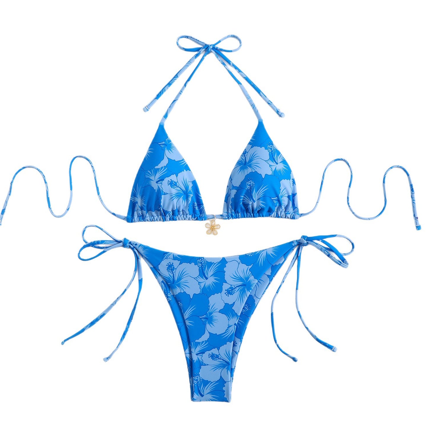 Women's triangle bikini with playful floral design and adjustable straps Ivyshape