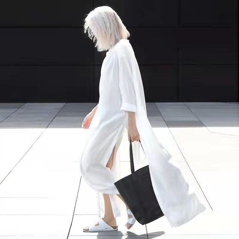 Women elegant, airy beach cover-up with side slits and loose fit Ivyshape