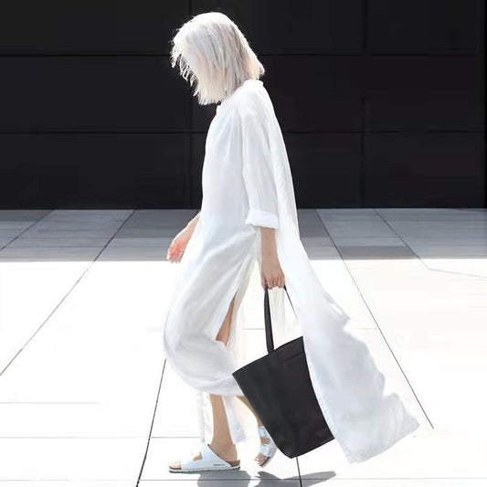 Women elegant, airy beach cover-up with side slits and loose fit Ivyshape