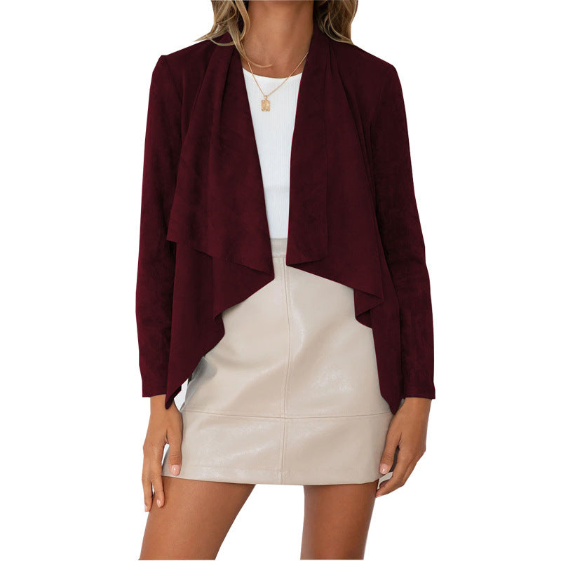 Women's soft suede cardigan with asymmetric cut Ivyshape
