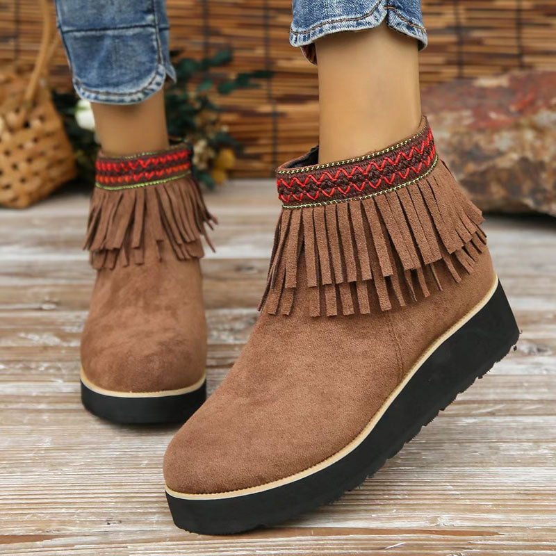 Ivyshape | Women's Tassel Ankle Boots Winter