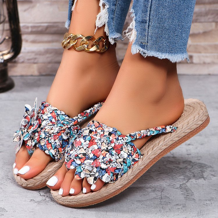 Ladies floral decoration sandals with comfortable footbed technology Ivyshape