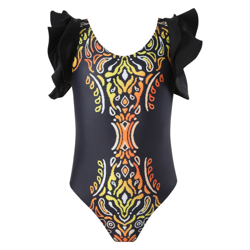 Women's One-Piece Swimsuit with Fringed Ruffles and Stylish Animal Design Ivyshape