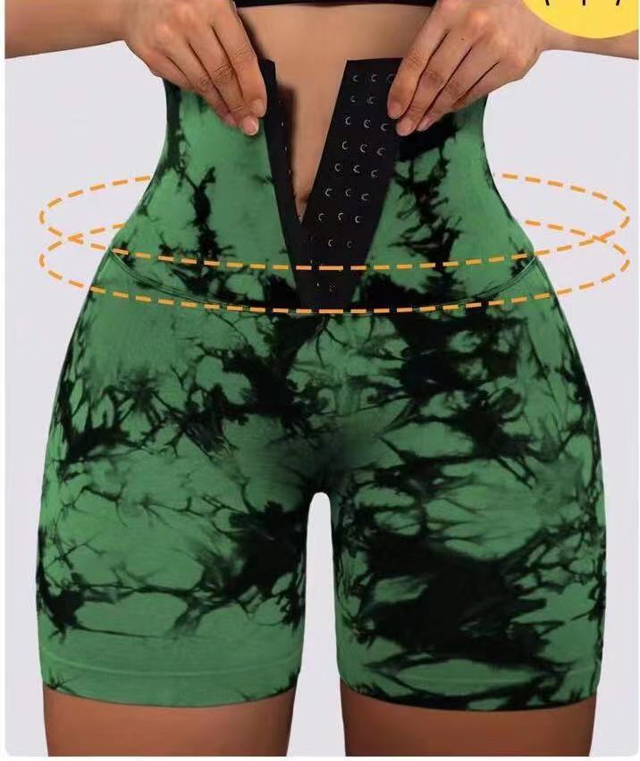 Women's Fashion Bike Shorts with Adjustable Waistband and Unique Tie-Dye Design Ivyshape