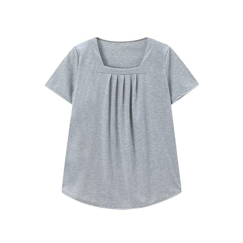 Women Pleated Square Neck Top Ivyshape