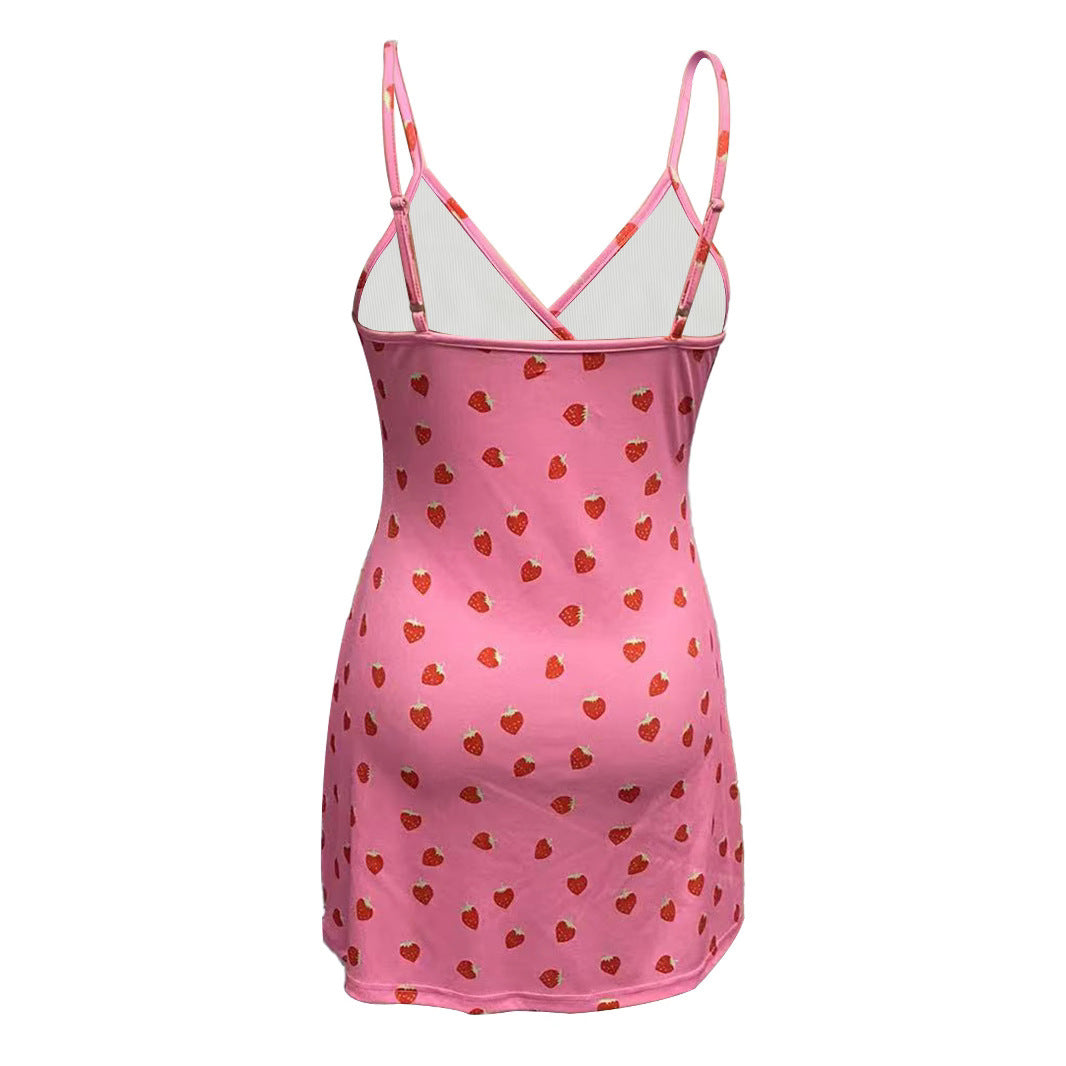 Women's mini dress with refreshing strawberry design Ivyshape