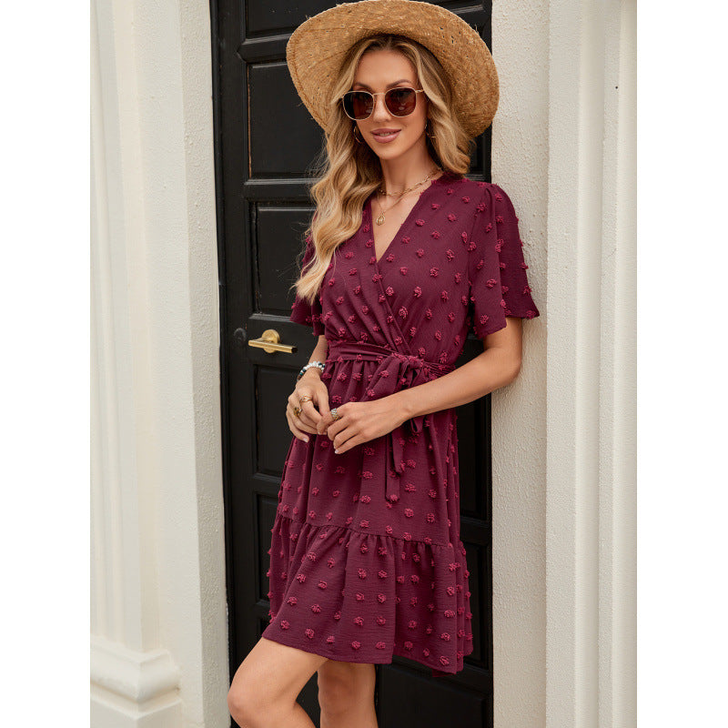 Women Elegant Wrap Dress with Tiered Skirt Ivyshape