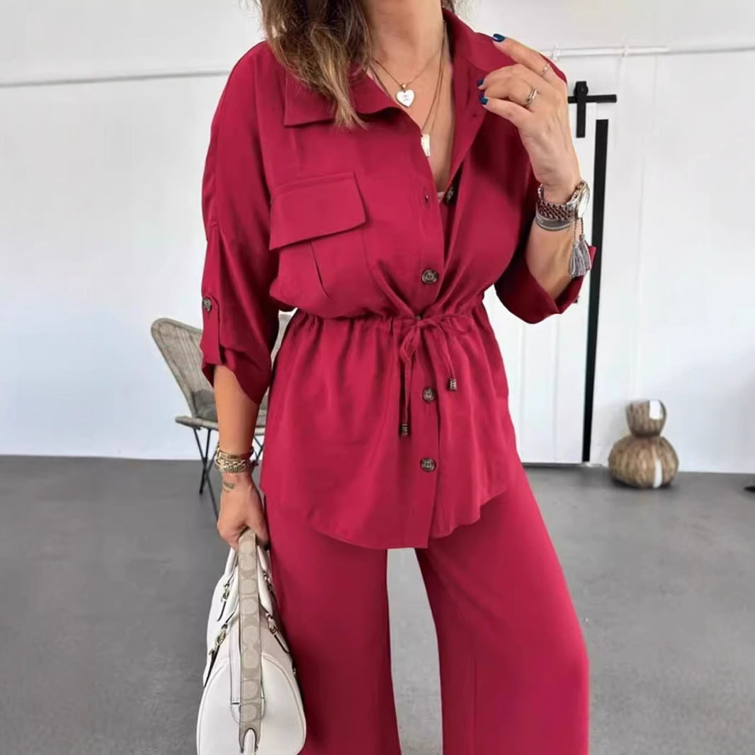 Women's casual ensemble with waist drawstring Ivyshape