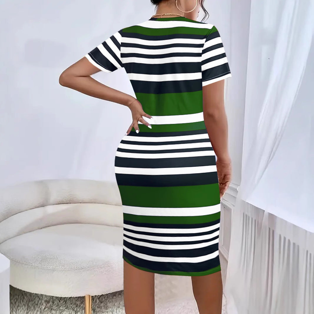Striped Bodycon Midi Dress for Women Ivyshape