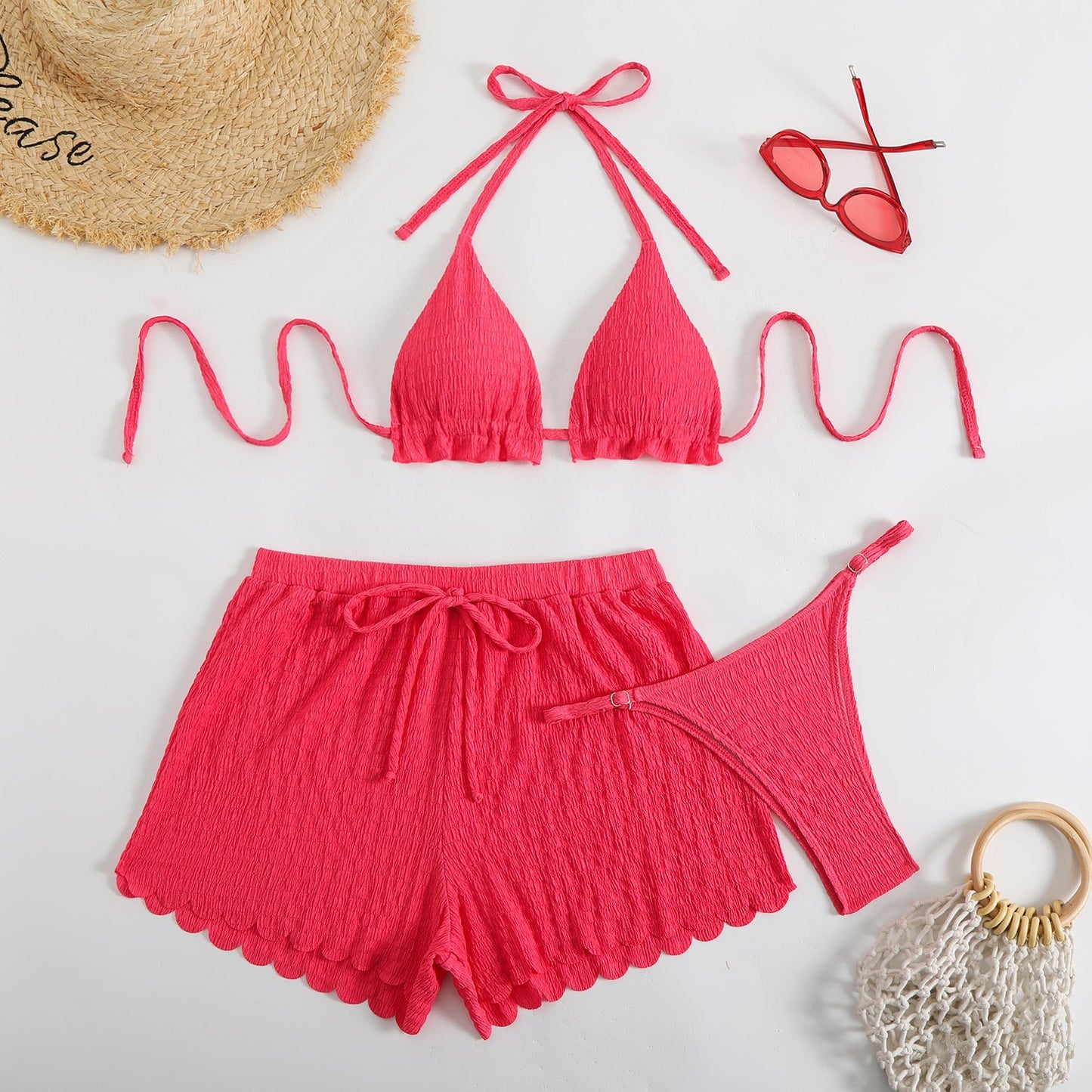 Women's bikini set with innovative cut and casual shorts Ivyshape