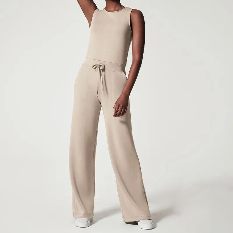 IvyShape | Comfortable Solid Color Sleeveless Jumpsuit