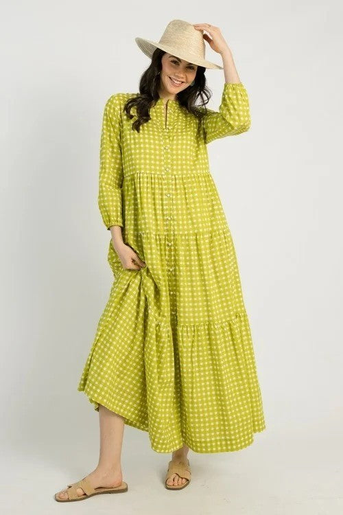 Women's maxi dress with airy A-line silhouette and buttons Ivyshape