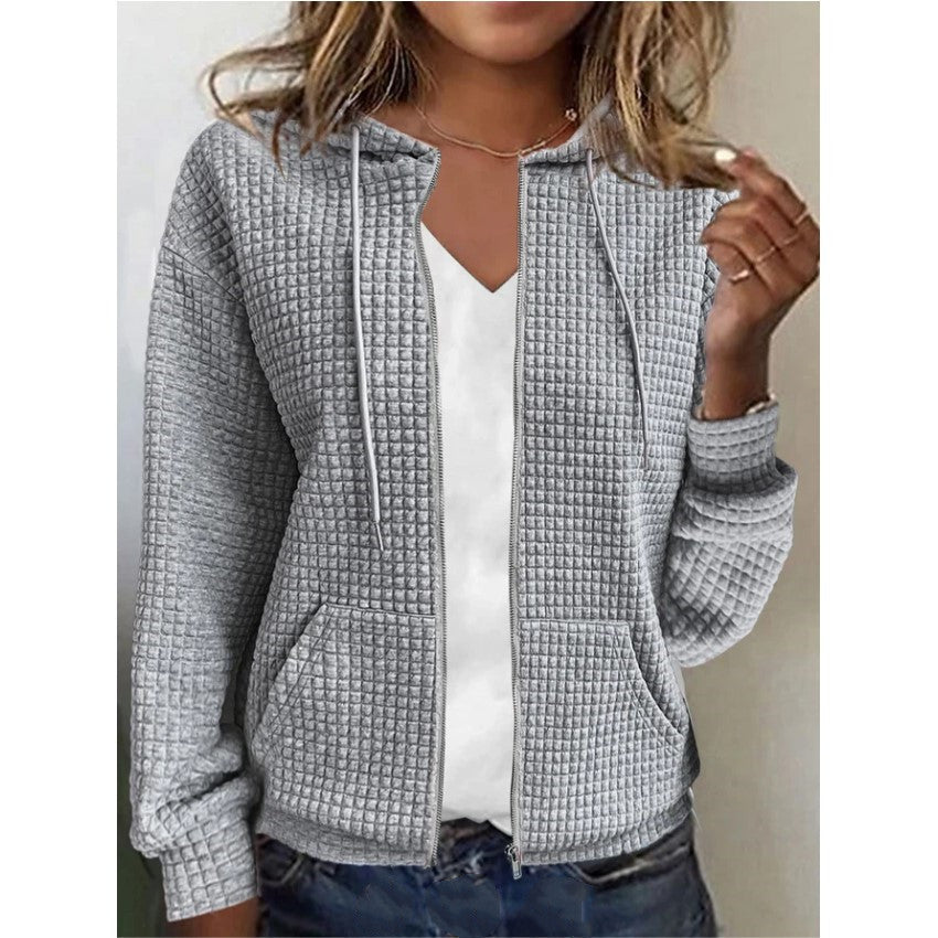 Women's fleece jacket with textured waffle pattern Ivyshape