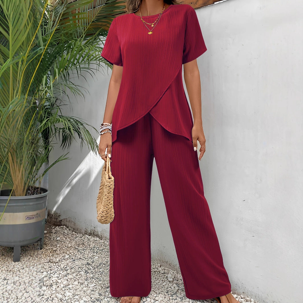 Elegant pleated two-piece set for ladies Ivyshape