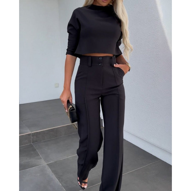 Women's stylish cropped top with elegant wide Palazzo pants Ivyshape