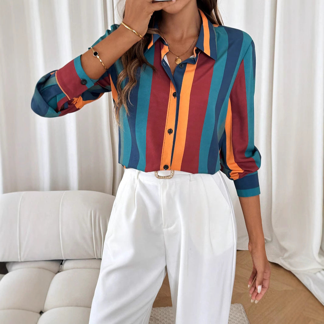 IvyShape | Striped Casual Color Block New Top