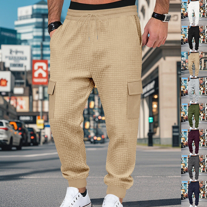 Men's cargo pants with elastic waistband and practical side pockets Ivyshape
