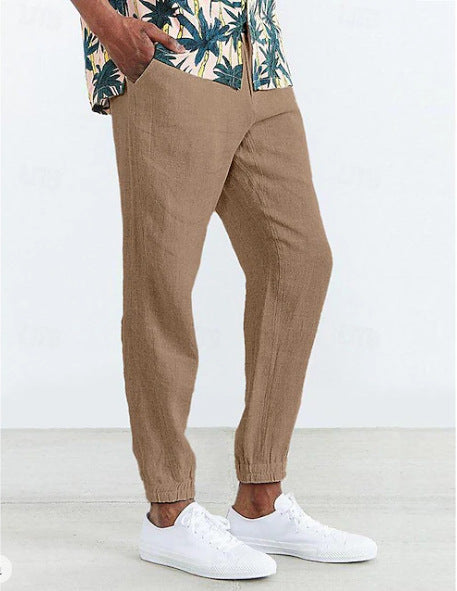 Men's Loose Chino Pants with Elastic Waistband and Side Pockets Ivyshape