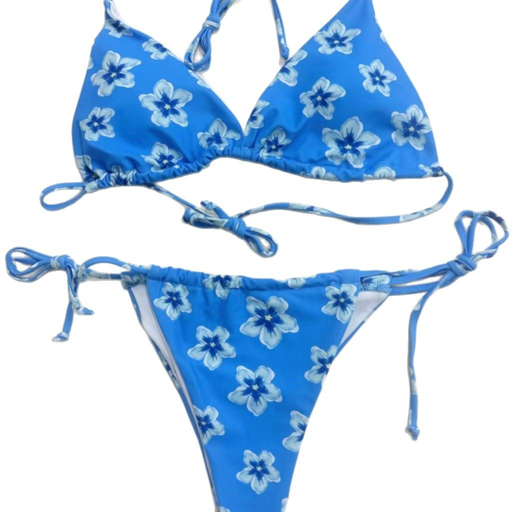 Women's bikini with playful check pattern and fresh fruit motifs Ivyshape