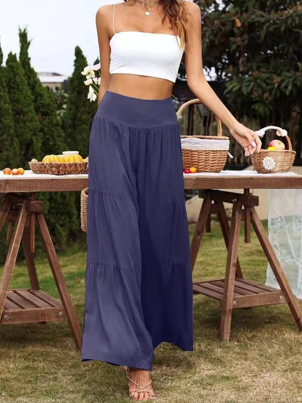 High-waisted tiered maxi pants for ladies Ivyshape