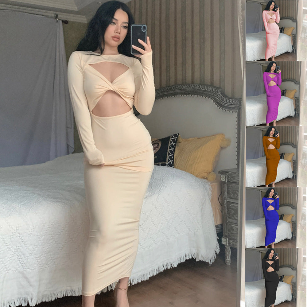 Women Cut-Out Long Sleeve Midi Dress Ivyshape