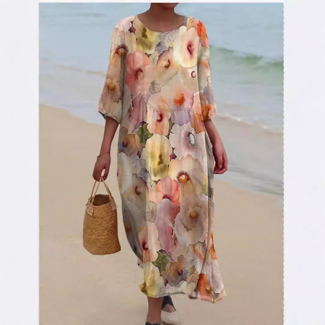 Ladies maxidress with floral design and casual cut Ivyshape