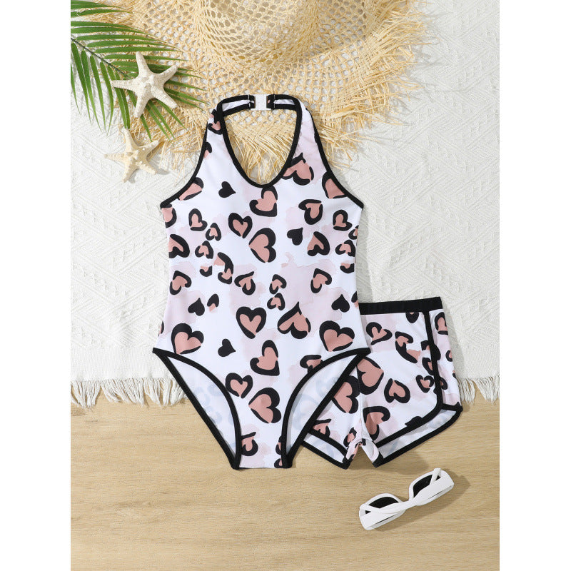 Women's swimsuit set with playful heart pattern and high leg cut Ivyshape