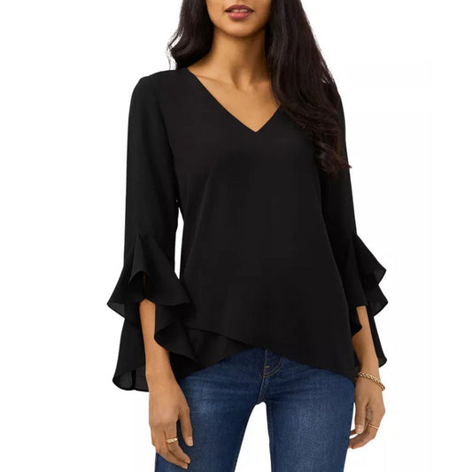 IvyShape | Three-Quarter Sleeve V-Neck Shirt