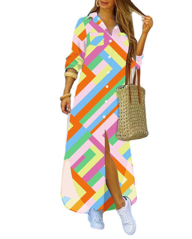 Women's maxi dress with elegant floral pattern and deep slit Ivyshape