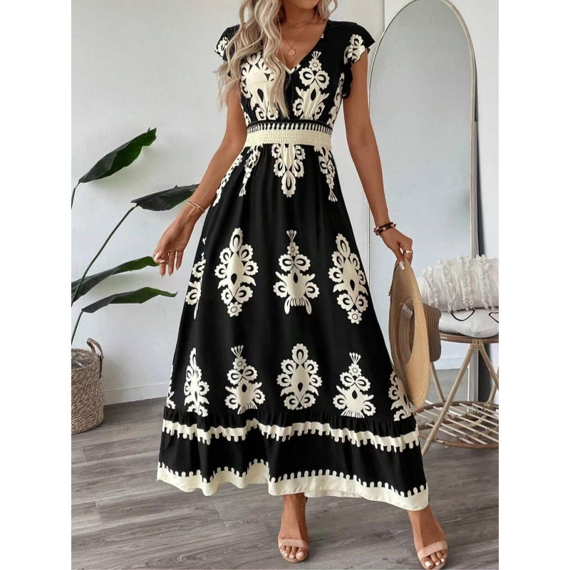 Women Bohemian Maxi Dress with A-Line Silhouette Ivyshape