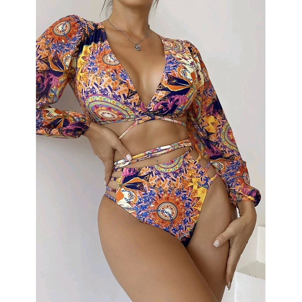 Women's bikini set with long sleeve and fashionable wrap detail Ivyshape