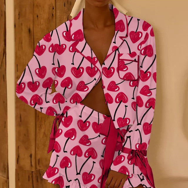 Ladies Pajama Set with Strawberry Design Ivyshape