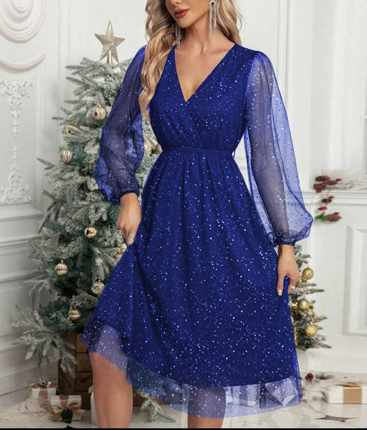 Frau Funkelnd Wrap Dress with Transparent Sleeves Ivyshape