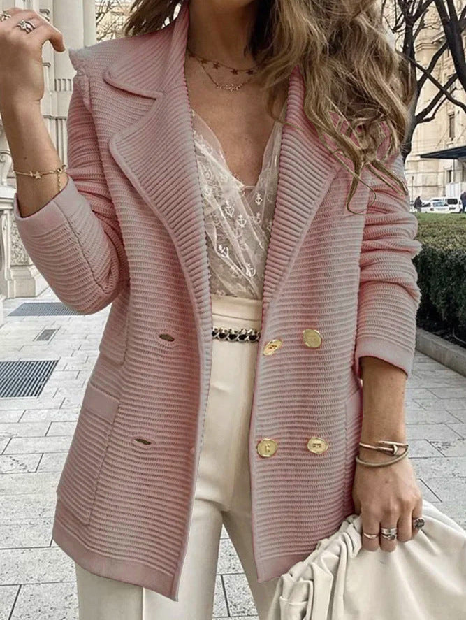 Women Elegant Structured Blazer with Playful Classic Button Details Ivyshape