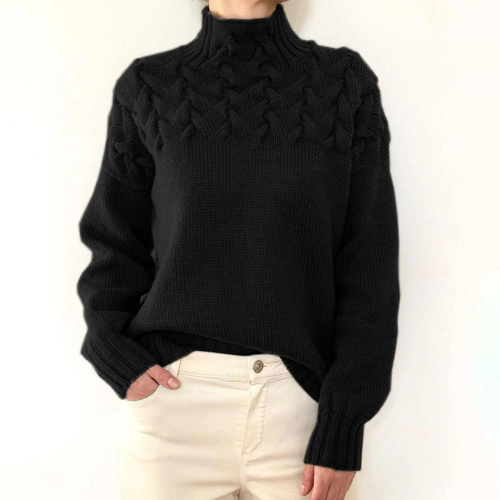 Ivyshape | V-Neck Cable Knitting Pullover Sweater