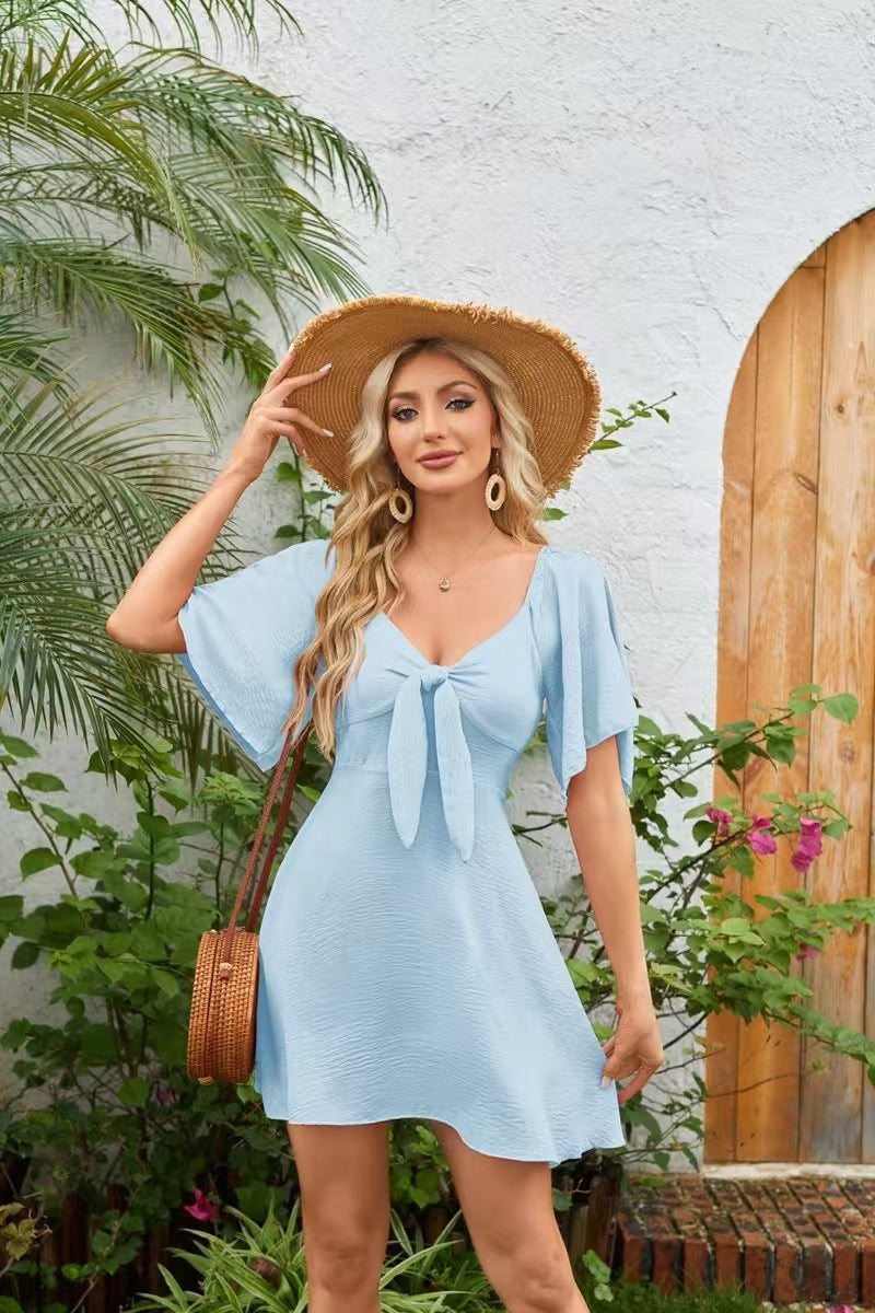 Ladies mini dress with knot detail and casual cut Ivyshape