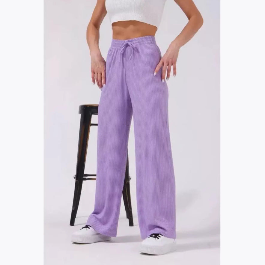 Women's wide pleated trousers with elastic waistband Ivyshape