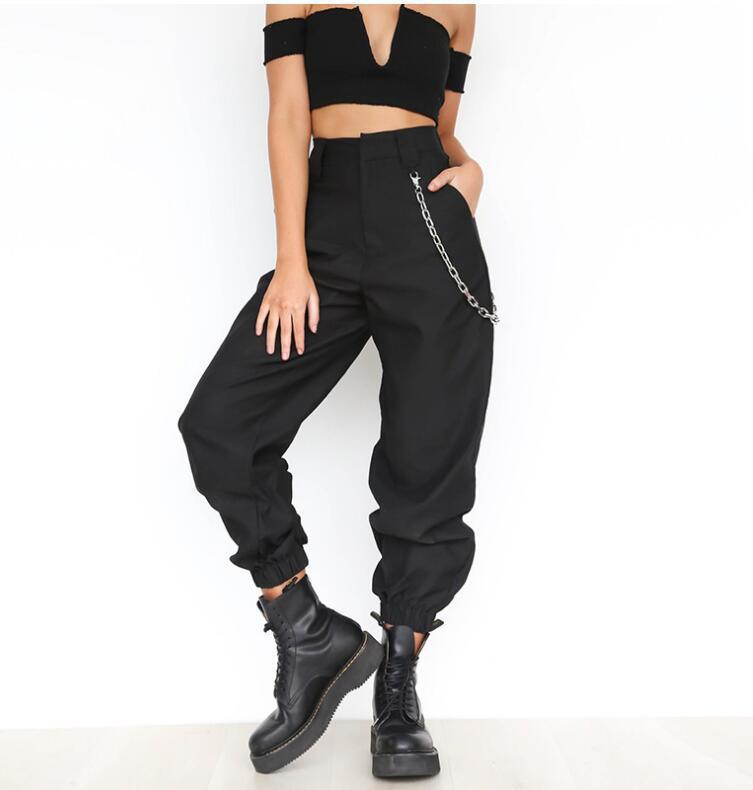 Women's baggy pants with chain details and comfortable waistband Ivyshape