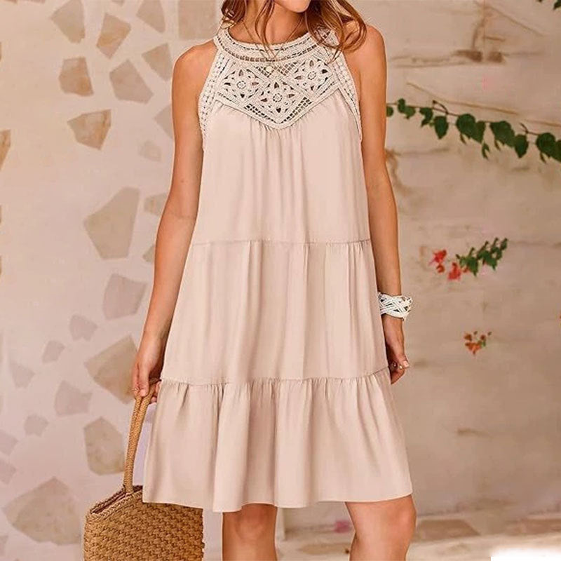 Women's airy and playful summer dress with crochet top Ivyshape