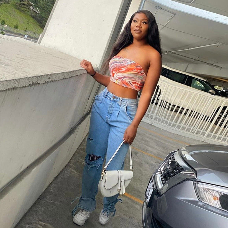 Ladies loose Jeans Shorts Ivyshape