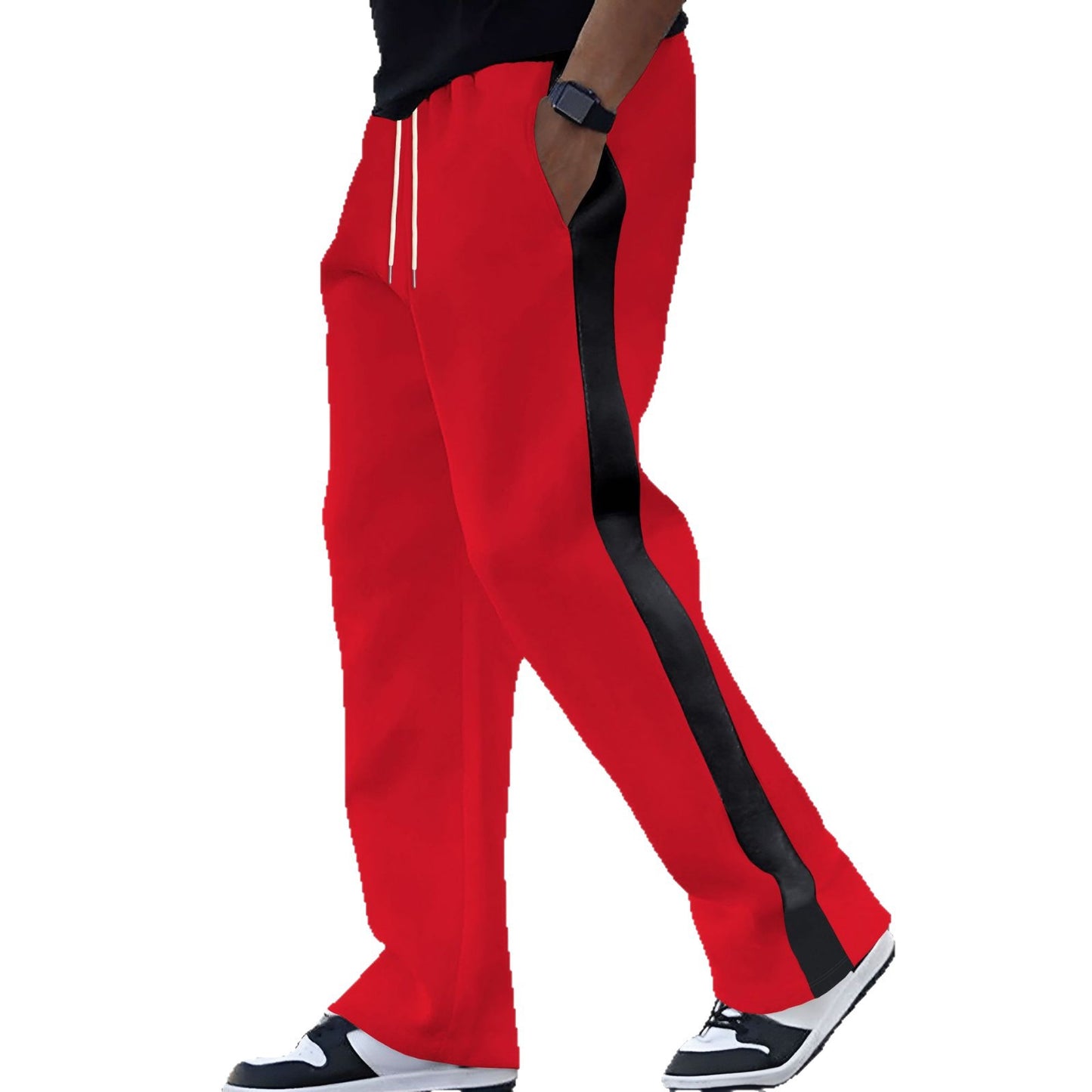 Men's trendy sports pants with elastic waistband and side contrast stripes Ivyshape