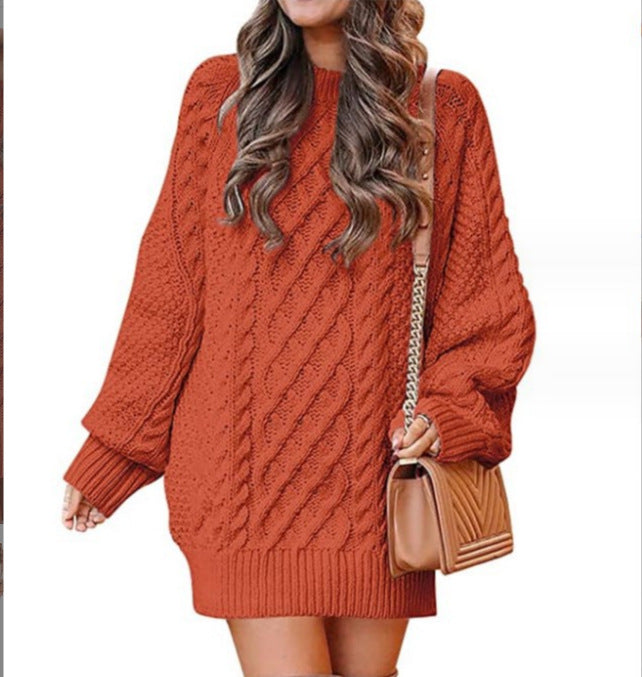 IvyShape | Cozy Oversized Cable Knit Warm Sweater Dress