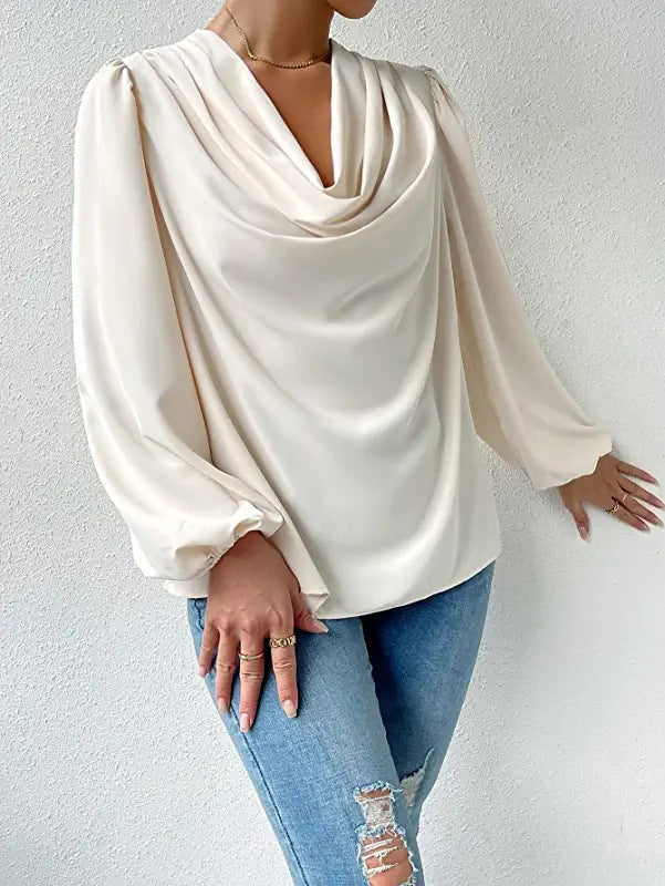 Ivyshape | Draped V-Neck Chiffon Top